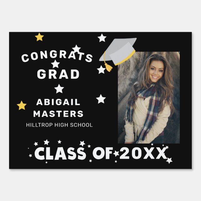 congratulation grad stars photo yard sign (Front)