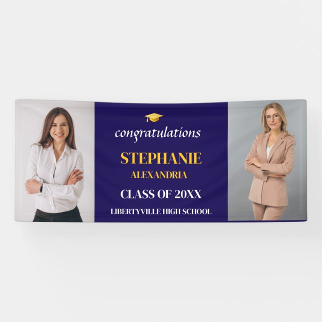 Congratulation GRADS 2 Photos Script Your Color Banner (Horizontal)