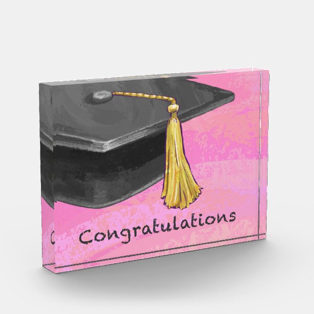 Congratulation Graduate Black and Pink Acrylic Award (Left)