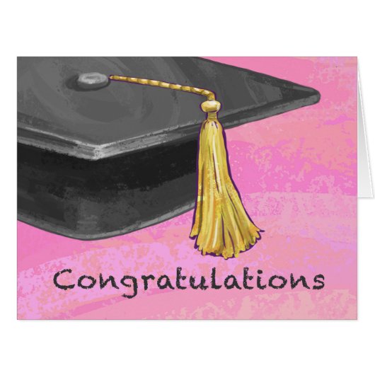 Congratulation Graduate Black and Pink Cards (Front Horizontal)