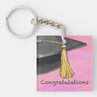 Congratulation Graduate Black and Pink Keychain