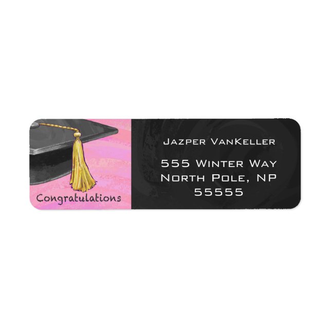 Congratulation Graduate Black and Pink Label (Front)