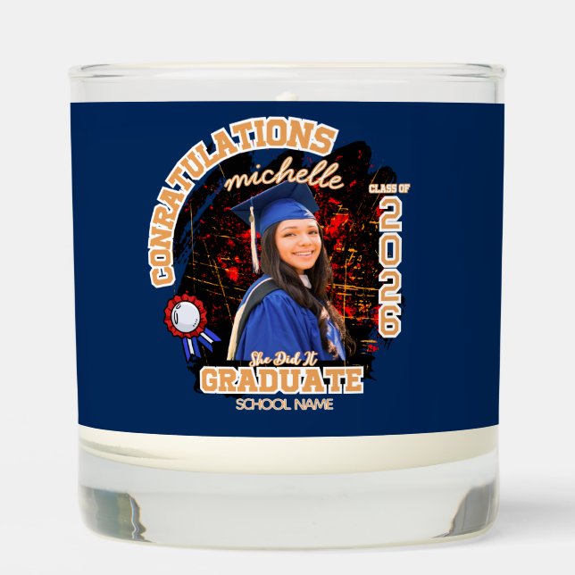 Congratulation Graduate Personalized Photo Gift Scented Candle (Front)