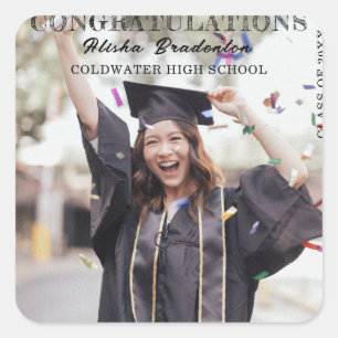 Congratulation Graduate Photo Announcement  Square Sticker