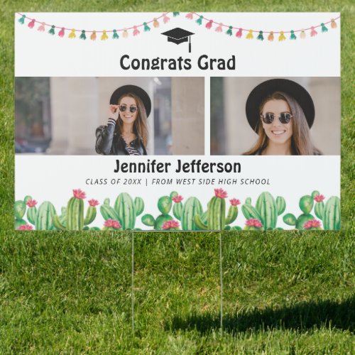 Congratulation Graduation Cactus FIesta Yard Sign