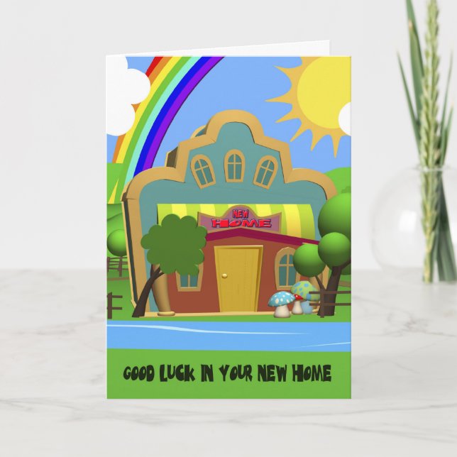 Congratulation New Home Cartoon House card (Front)