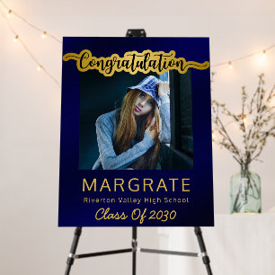 Congratulation Photo Brushed Blue Gold Graduation  Foam Board