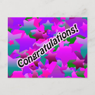 Congratulation Stars Purple Postcard