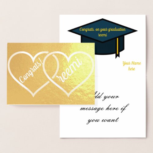 congratulation sweet graduation messages gold foil card