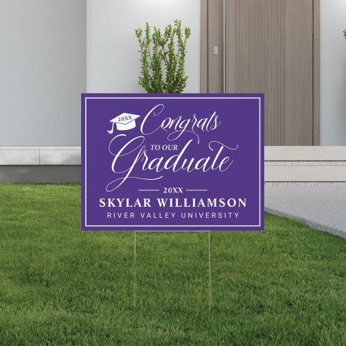 Congratulation To Our Graduate Calligraphy Purple Sign