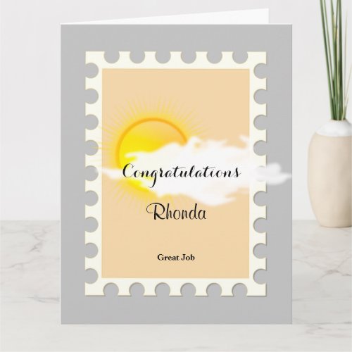 Congratulation with sun in sky  text message card