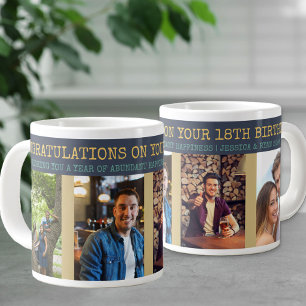 Congratulations 18th Birthday 4 Photo Giant Coffee Mug