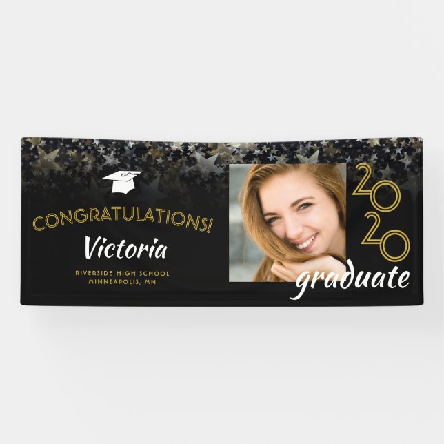 Congratulations 2020 Graduate Gold Stars Photo Banner (Horizontal)