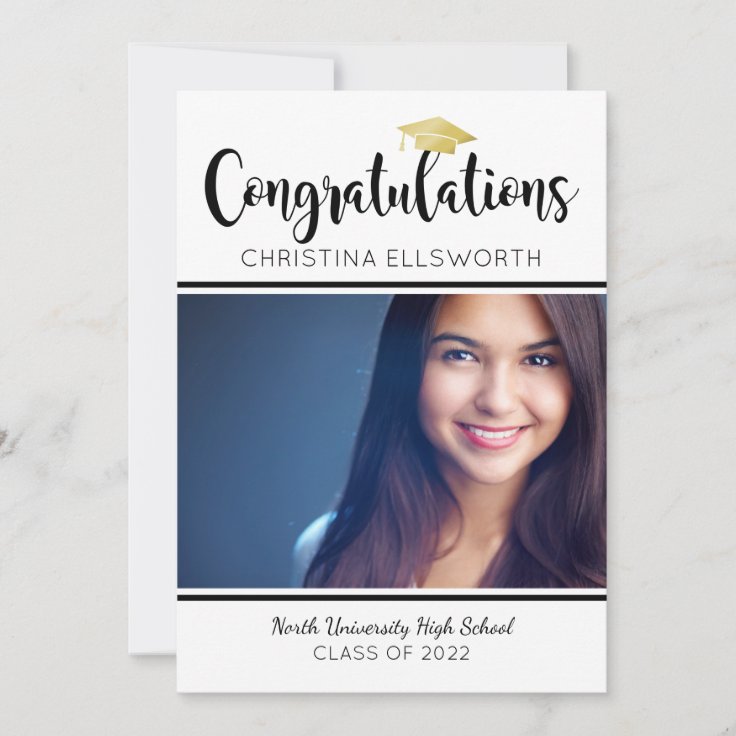 Congratulations 2022 Gold Graduation Photo Invitation | Zazzle