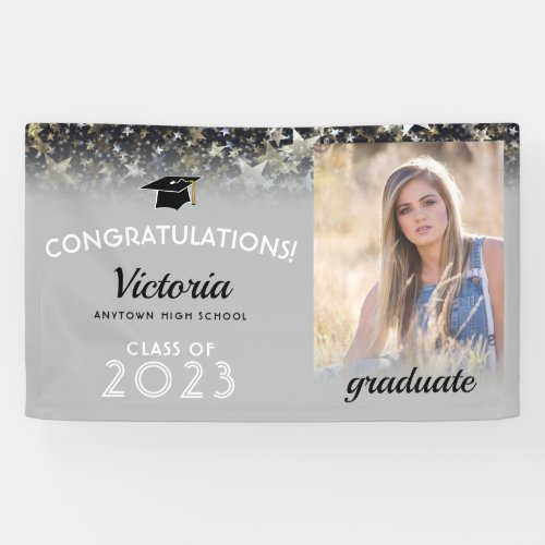 Congratulations 2023 Graduate Silver  Gold Photo Banner
