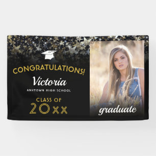 Congratulations 2026 Graduate Black and Gold Photo Banner