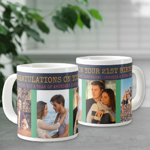 Congratulations 21st Birthday 4 Photo Giant Coffee Mug