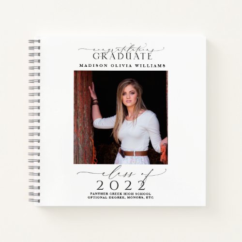 Congratulations 2 Photo Graduation Keepsake Guest Notebook