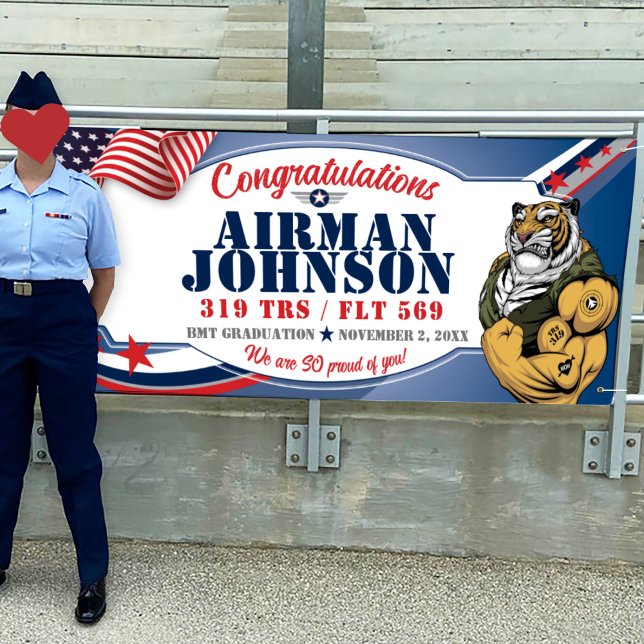 Congratulations 319 Tigers Air Force Graduation Banner (Air Force, Graduation Vinyl Banner, 319 TRS Tigers mascot, BMT Basic Training, Airman Graduation)