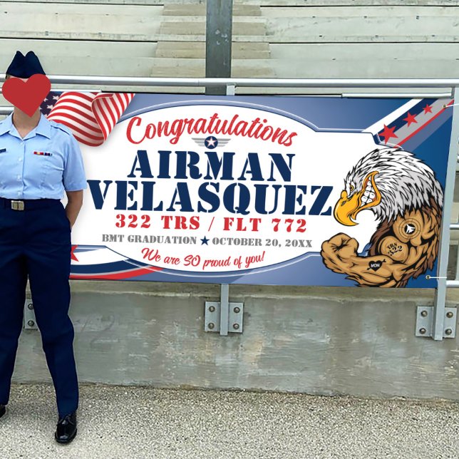 Congratulations 323 Eagles Air Force Graduation Banner (Air Force 322 TRS Eagles Mascot Basic Training BMT Lackland Graduation Vinyl Outdoor Banner)