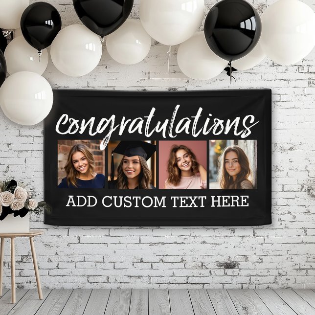 Congratulations 4 Photo you can change background Banner (Custom Graduation Banner for a Grad Party or Open House)