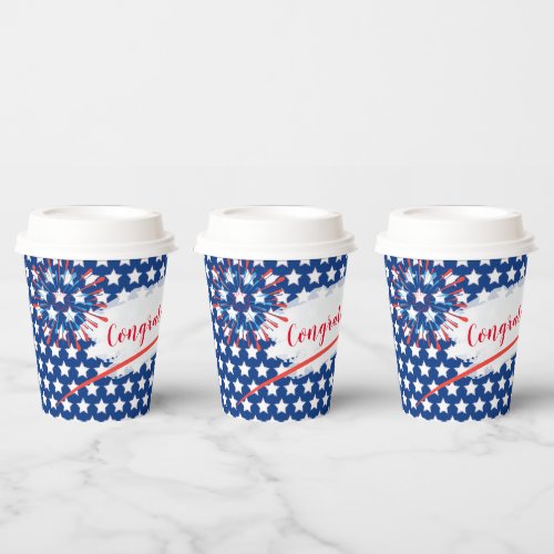 Congratulations 4th of July American USA Flag BBQ Paper Cups