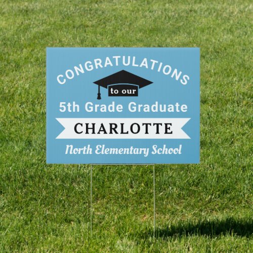 Congratulations 5th Grade Graduate Blue Custom Sign