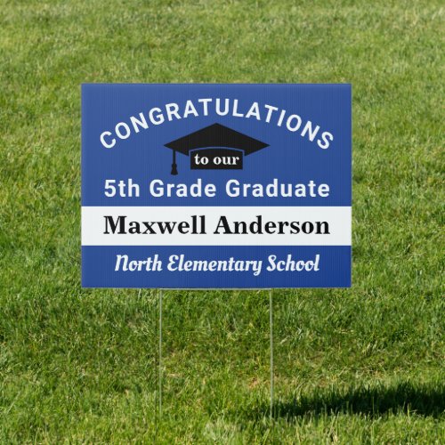 Congratulations 5th Grade Graduate Blue Graduation Sign