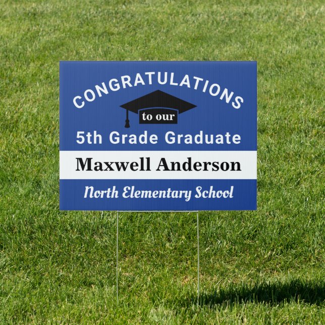 Congratulations 5th Grade Graduate Blue Graduation Sign (Insitu)