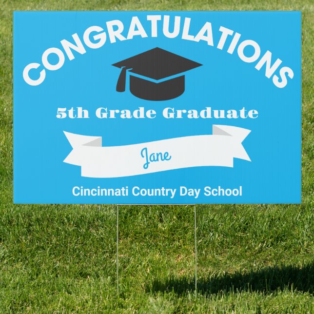 Congratulations 5th Grade Graduate Blue Sign (Insitu)