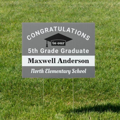 Congratulations 5th Grade Graduate Gray Graduation Sign