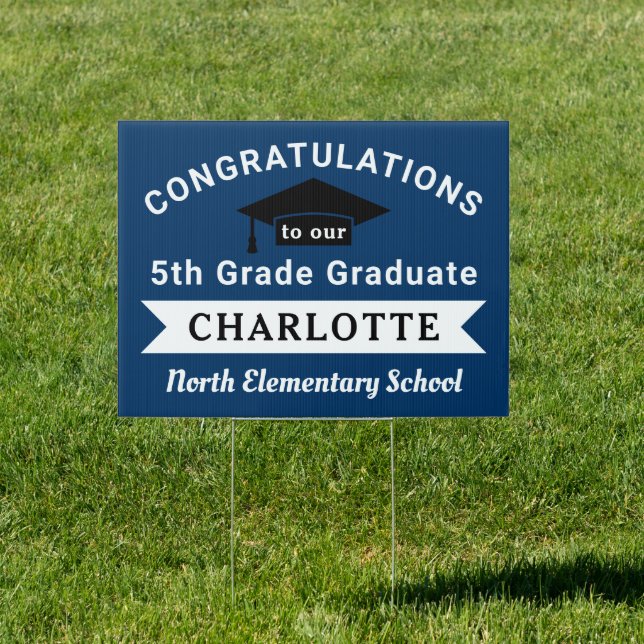 Congratulations 5th Grade Graduate Navy Custom Sign (Insitu)