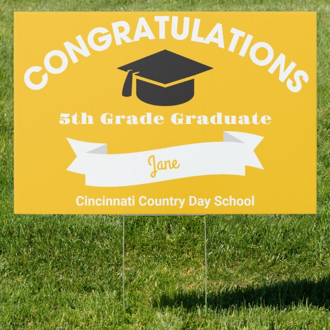 Congratulations 5th Grade Graduate Yellow Sign (Insitu)