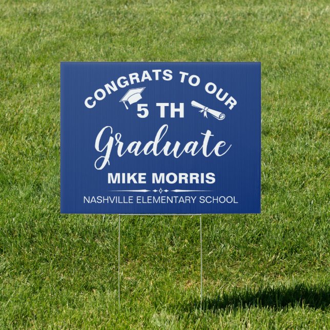 Congratulations 5th Grade Graduation Blue Sign (Insitu)