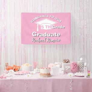Congratulations 5th Grade Graduation Pink Banner