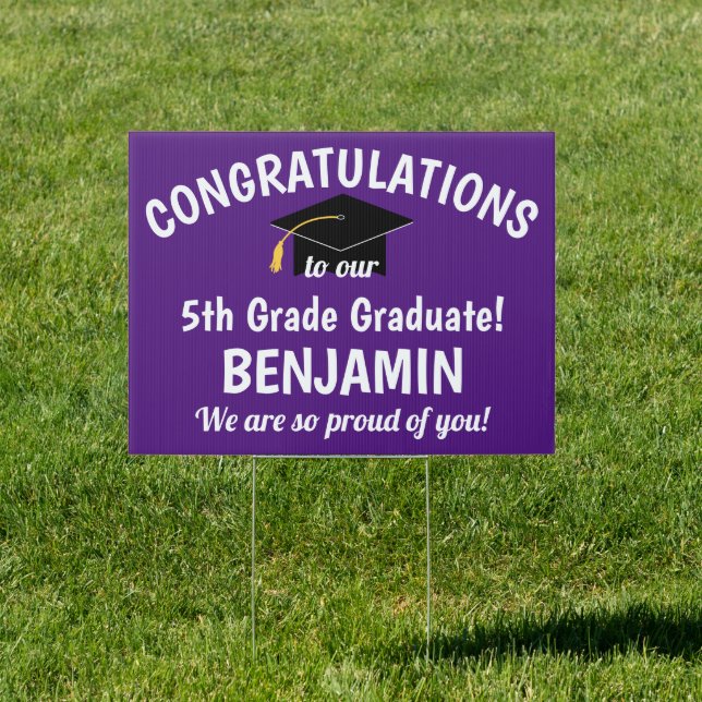 Congratulations 5th Grade Graduation Purple Yard Sign (Insitu)