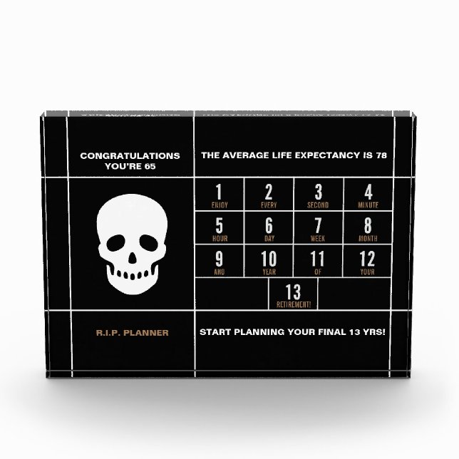 Congratulations 65 Acrylic Award (Front)