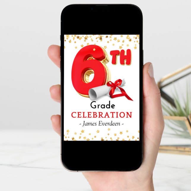 Congratulations 6th Grade Celebration Graduation Card (Front Digital)