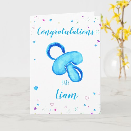 Congratulations a baby boy customizable names card