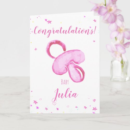 Congratulations a baby girl customizable names card