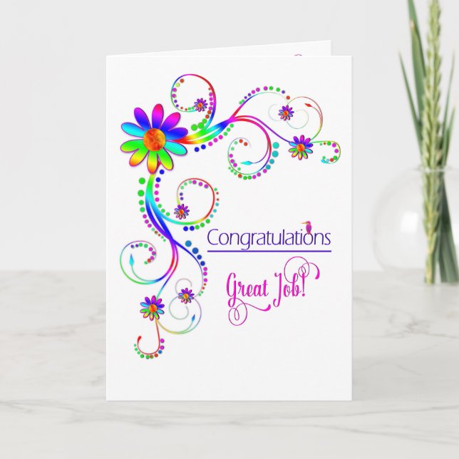 Congratulations,Abstract Floral-Vivid Colors Card (Front)