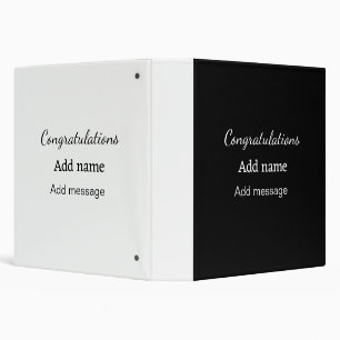Congratulations add name message simple graduate 3 ring binder