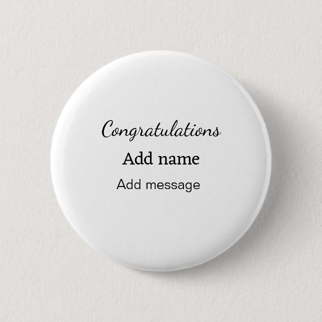 Congratulations add name message simple graduate  button (Front)