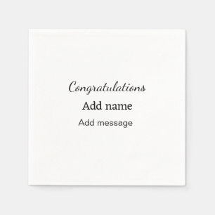 Congratulations add name message simple graduate  napkins