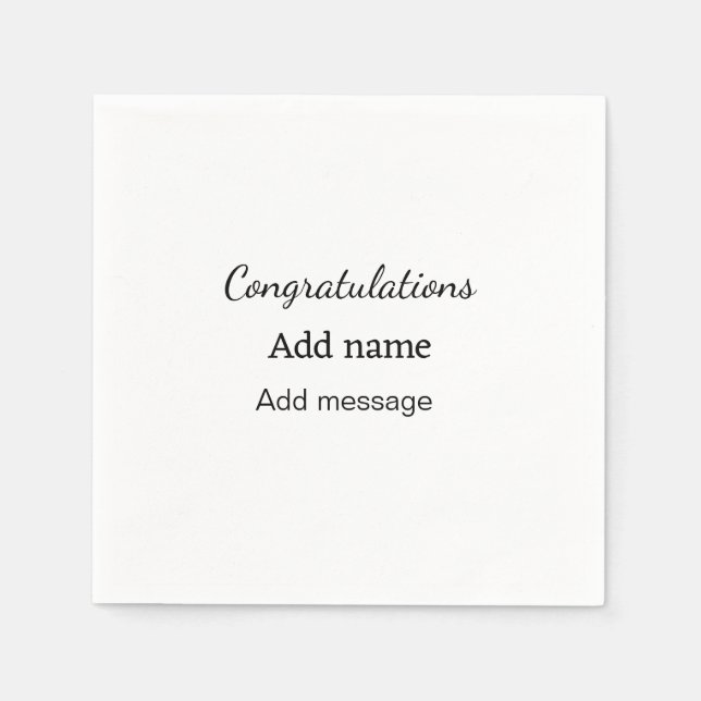Congratulations add name message simple graduate  napkins (Front)