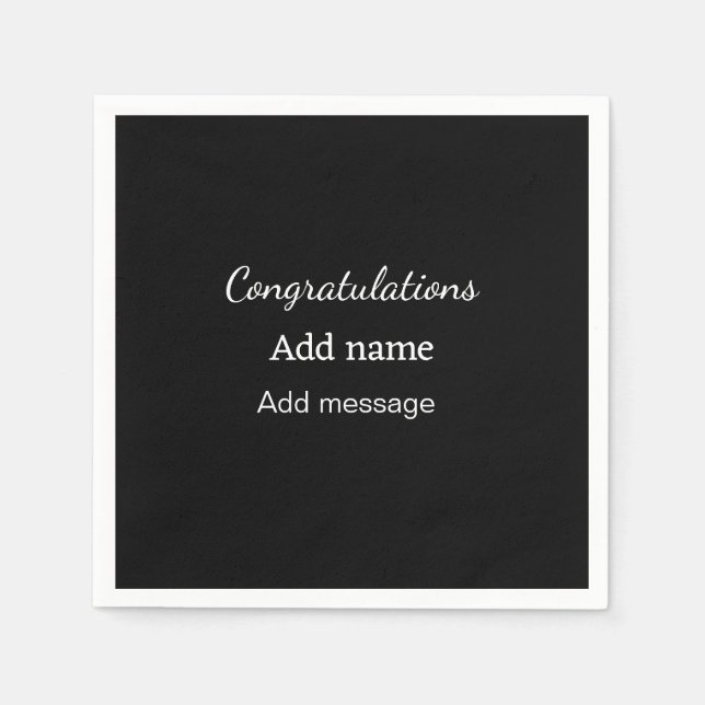 Congratulations add name message simple graduate  napkins (Front)