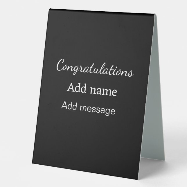 Congratulations add name message simple graduate  table tent (Front)
