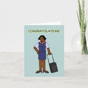 Congratulations African American Flight Attendant Card