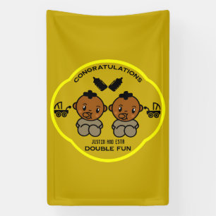 Congratulations Afro American Parents Twins Banner