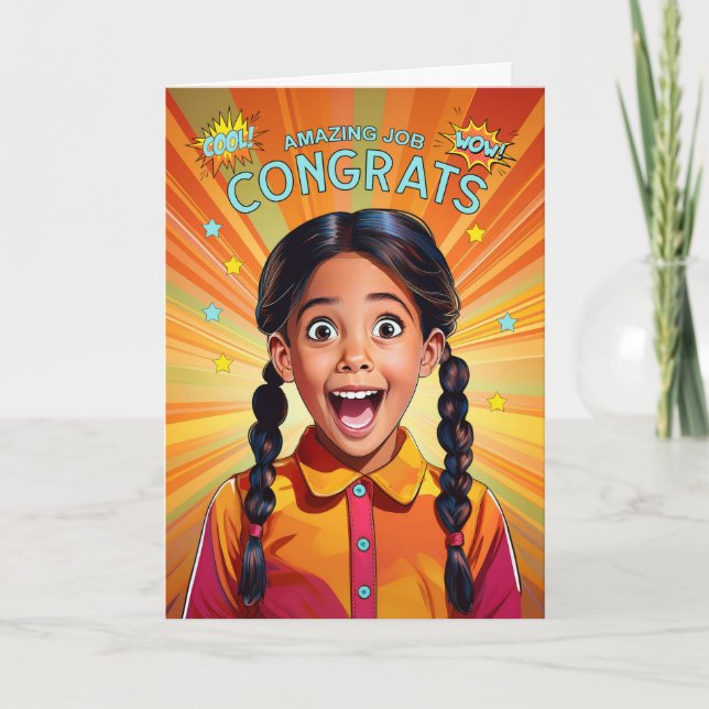 Congratulations Amazing Job Latin American Girl Card (Front)